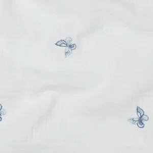 Hovedbilde Butterfly Blue - Brodert Musselin