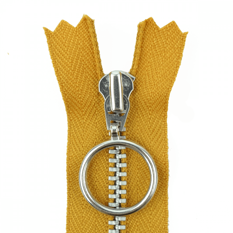 Varm Sennepsgul - Metall Glidelås m/ring - YKK 4 mm