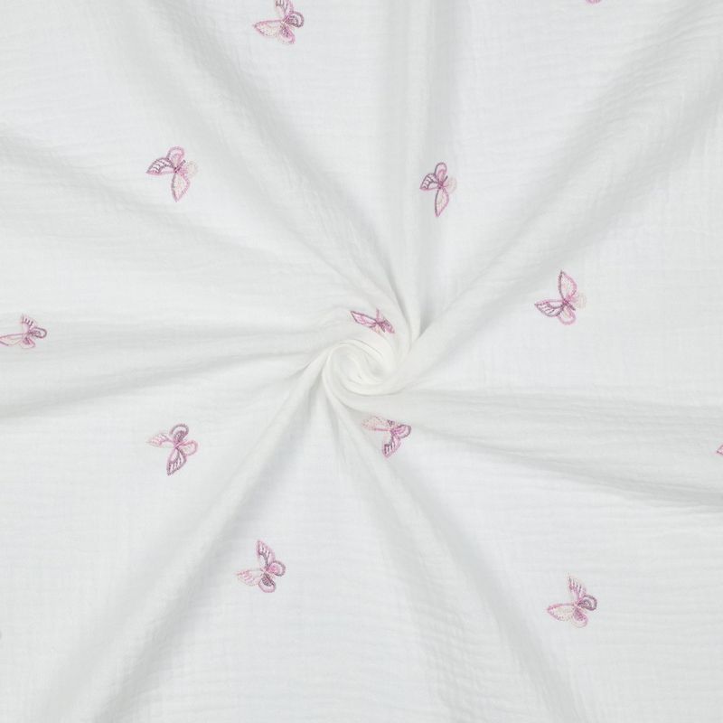 Butterfly Pink - Brodert Musselin