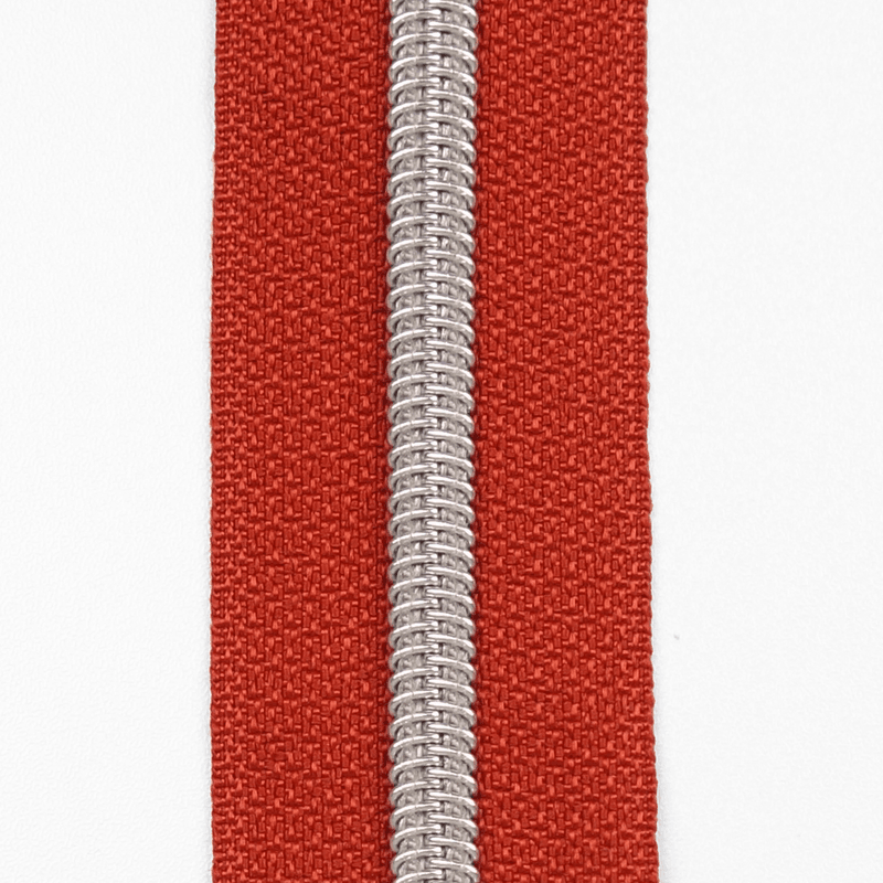 Sølv/Rust - 3 m Glidelås 6,5 mm