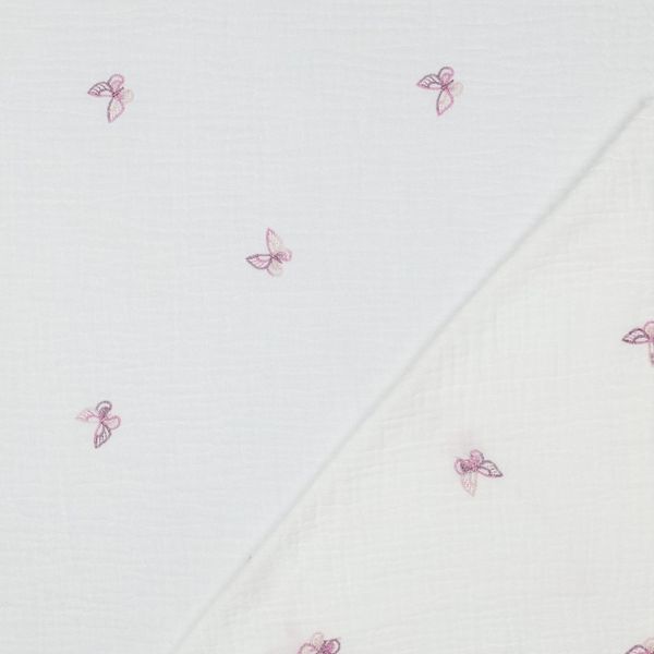 Butterfly Pink - Brodert Musselin