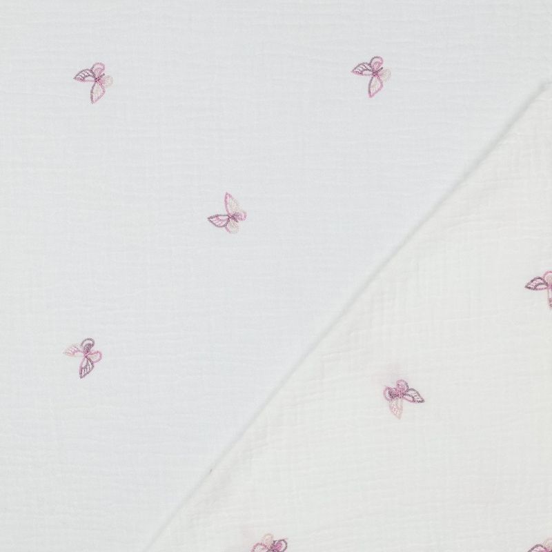 Butterfly Pink - Brodert Musselin