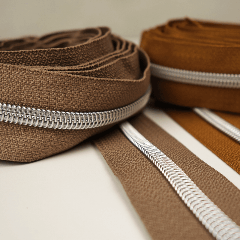 Sølv/Taupe - 3 m Glidelås 6,5 mm