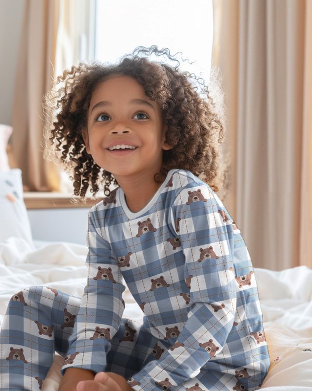 Peek-a-boo-Bear Blå - Flanell