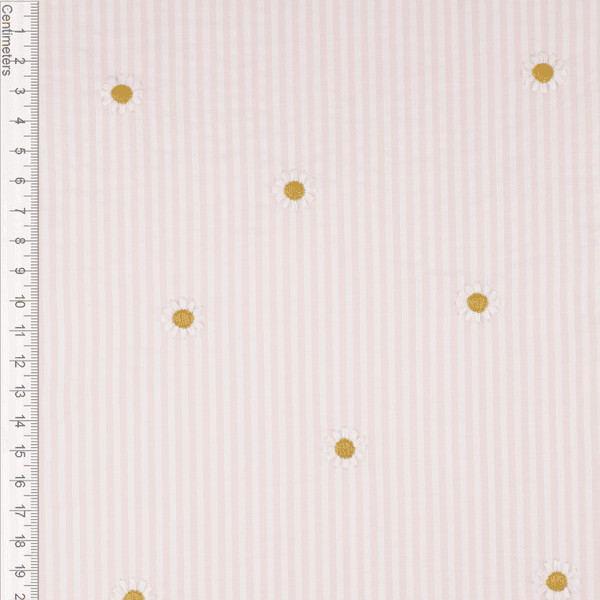 Daisy Stripe Lys Rosa - Seersucker Brodert Bomull