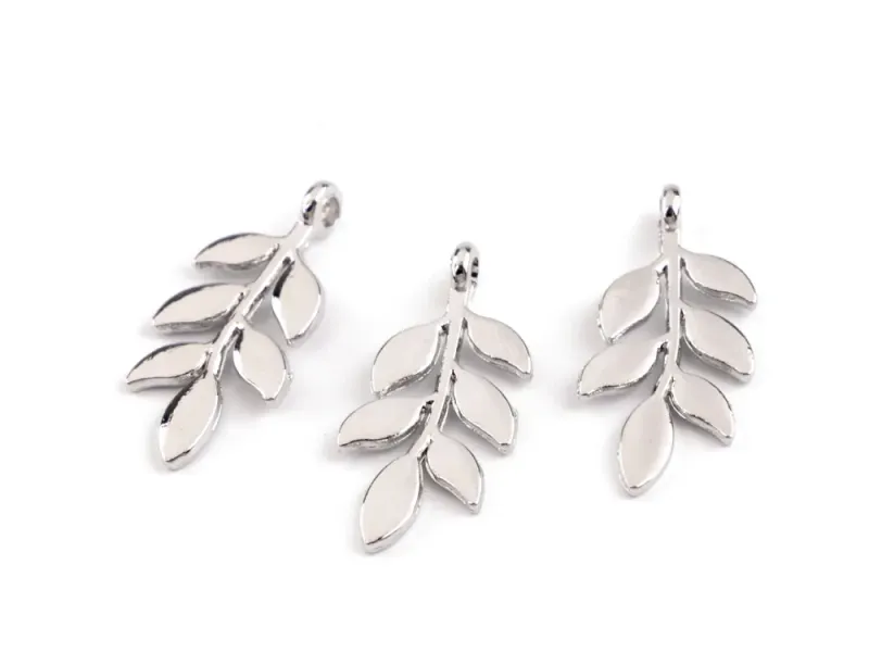 Leaf Charm S&oslash;lv - 12mm&nbsp;x 24mm