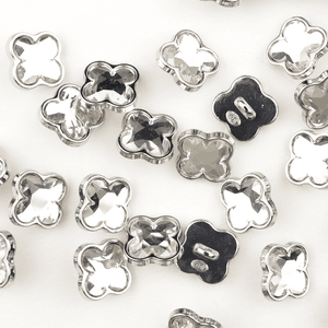 Hovedbilde Lucky Clear/Silver - 11x13 mm Metall Knapp