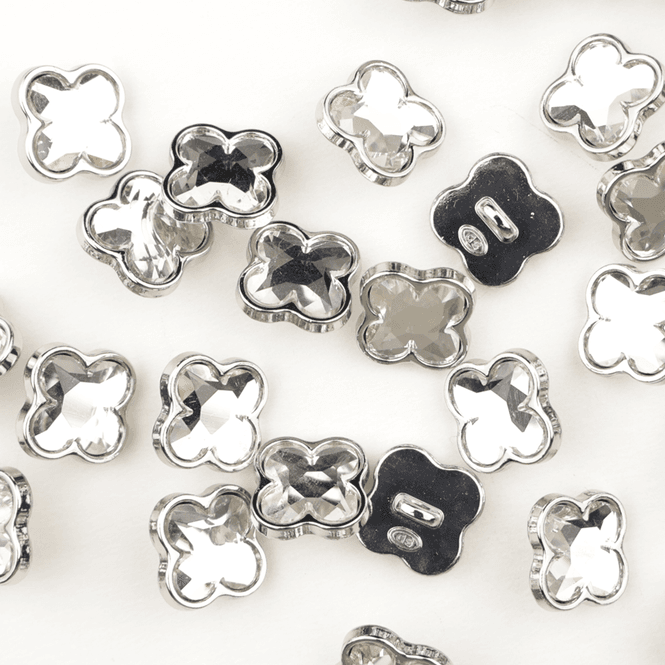 Hovedbilde Lucky Clear/Silver - 11x13 mm Metall Knapp