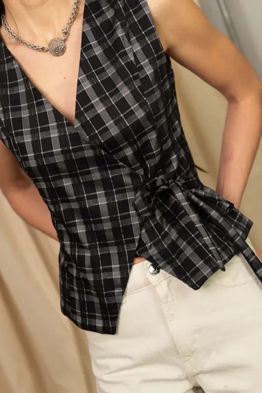 Wrap Blouse x Straight Sleeve - Puff and Pencil