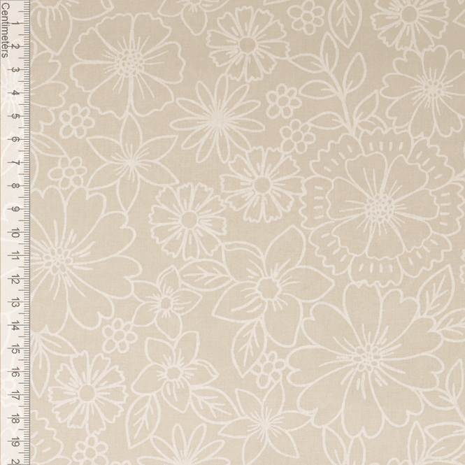 Hovedbilde Blomsterro Lys Beige - Fast Bomull