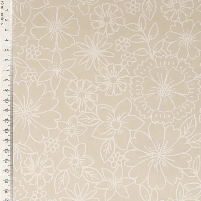 Hovedbilde Blomsterro Lys Beige - Fast Bomull