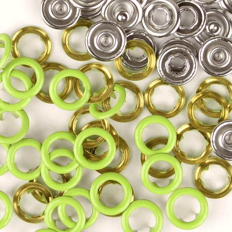 Lime Ring Metalltrykknapp - 20 stk