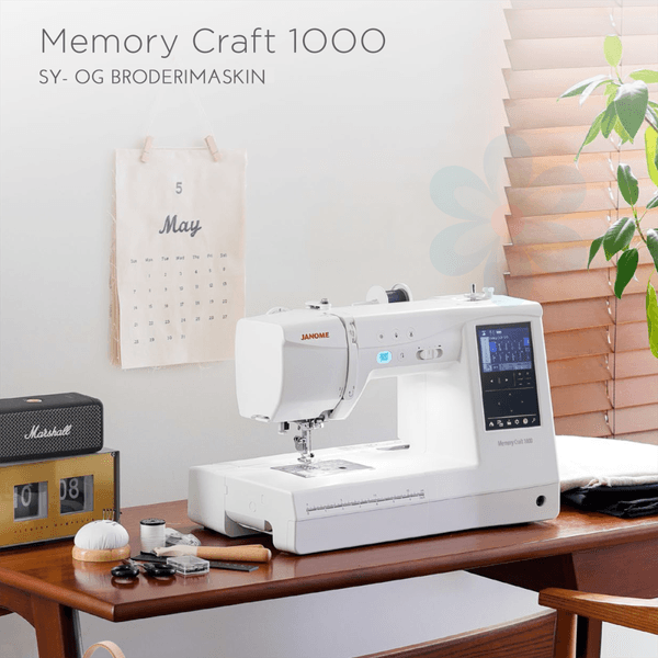 Janome Memory Craft 1000 Silky White Sy- og Broderimaskin