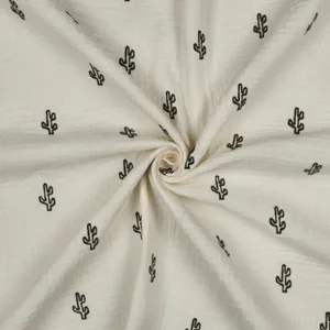 Hovedbilde Cactus Ecru - Brodert Musselin