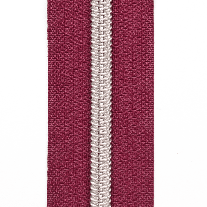 Hovedbilde Sølv/Bordeaux - 3 m Glidelås 6,5 mm