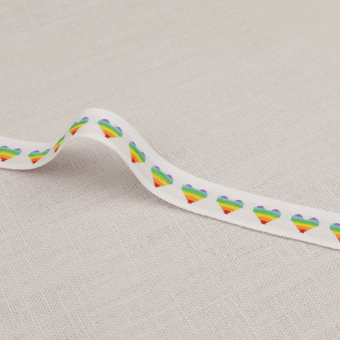Hovedbilde Rainbow Hearts - Pyntebånd 13 mm