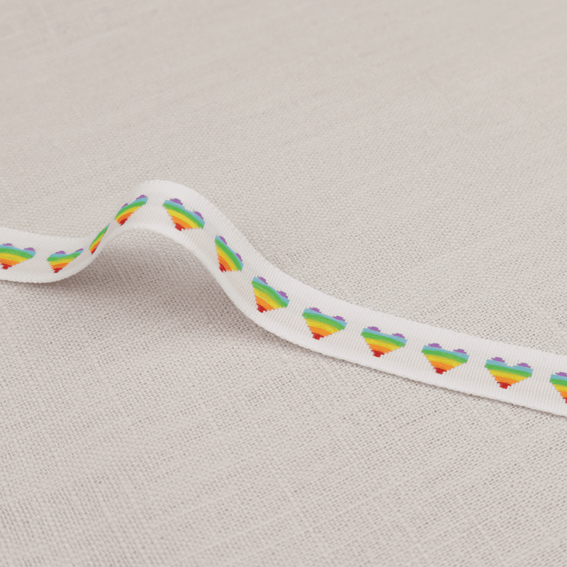 Rainbow Hearts - Pyntebånd 13 mm