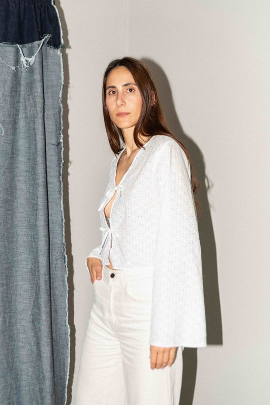 Tie Blouse x Cone Sleeve - Puff and Pencil