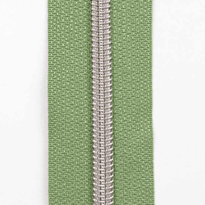 Hovedbilde Sølv/Kløvergrønn - 3 m Glidelås 6,5 mm