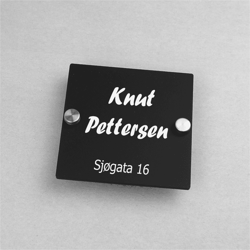 Dørskilt Sort 10x10cm