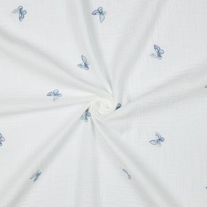 Hovedbilde Butterfly Blue - Brodert Musselin