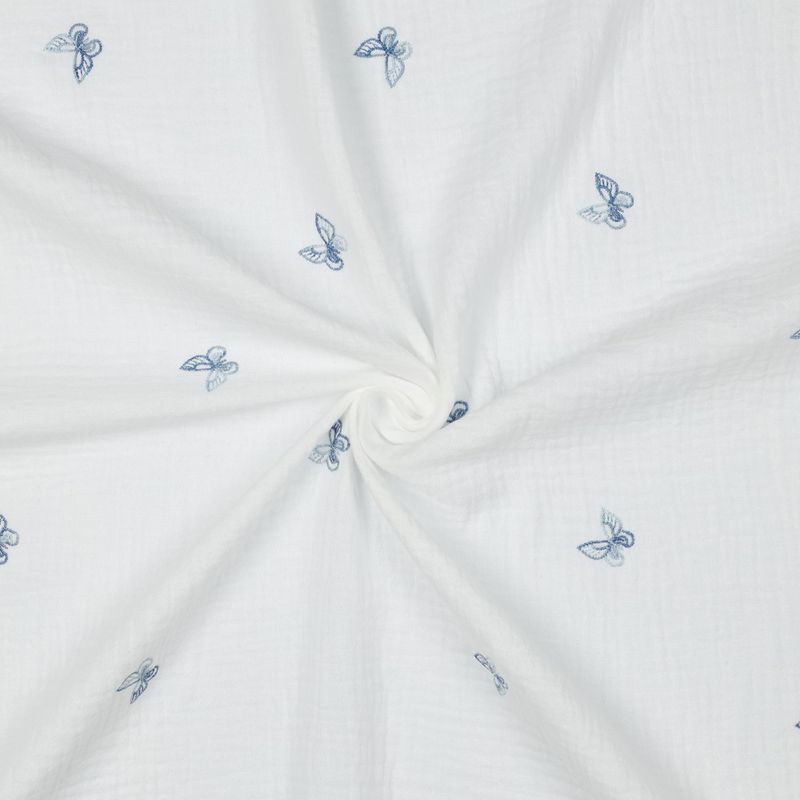 Butterfly Blue - Brodert Musselin