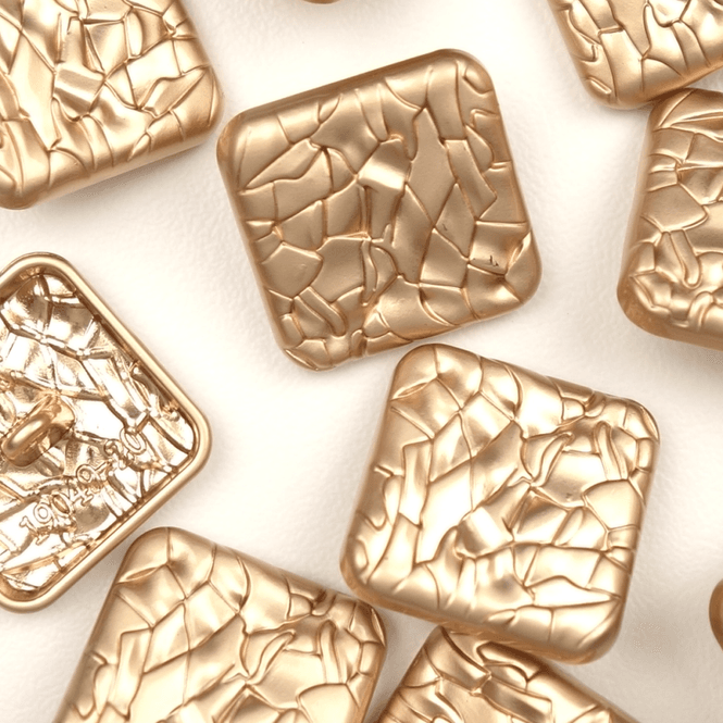 Hovedbilde Cracked Square Gold - 25 mm Metall Knapp