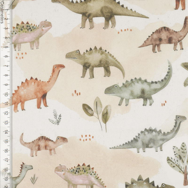 Watercolour Dinosaur - Fast Bomull