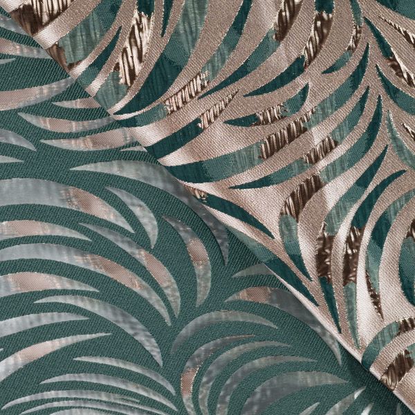 Shimmer Leaves Green - Jacquard Metallic