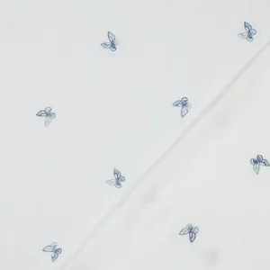 Hovedbilde Butterfly Blue - Brodert Musselin