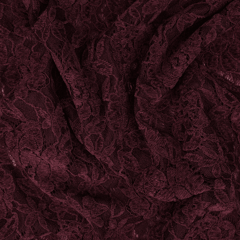Bordeaux - Deluxe Elastisk Blondestoff