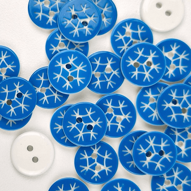 Hovedbilde Snøfnugg Blå - 12 mm Resin Knapp
