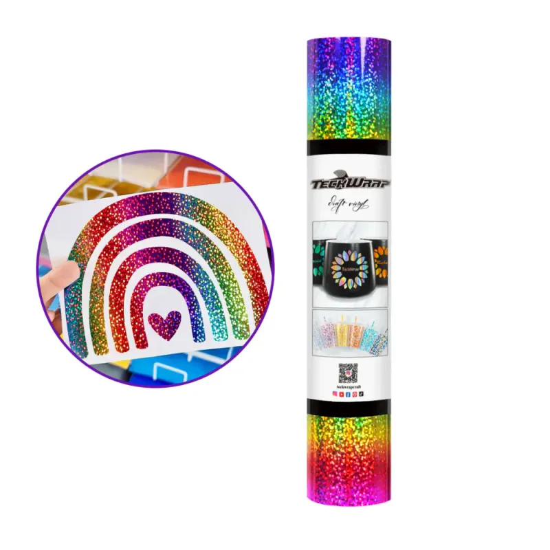 Holographic Sparkle Dekorvinyl - Rainbow 30x30cm