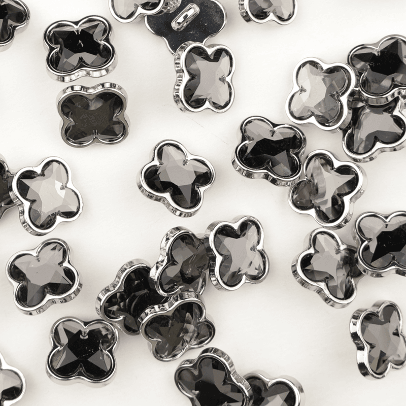 Lucky Smoke/Silver - 11x13 mm Metall Knapp