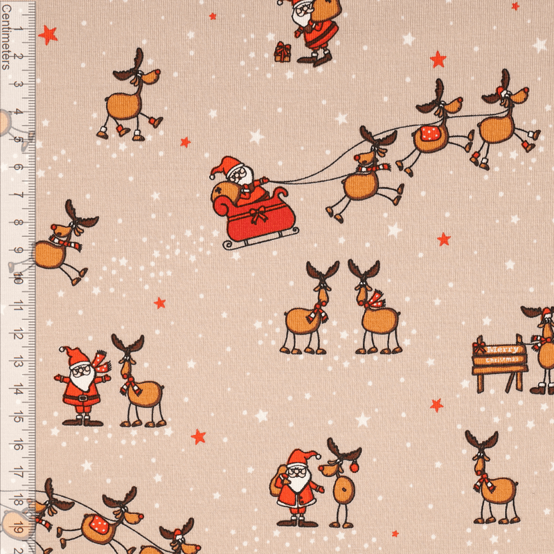 Santa & Rudolf Beige - Jersey